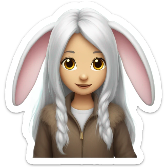 Bunny ear,fairy, girl, long hair, big wings sticker