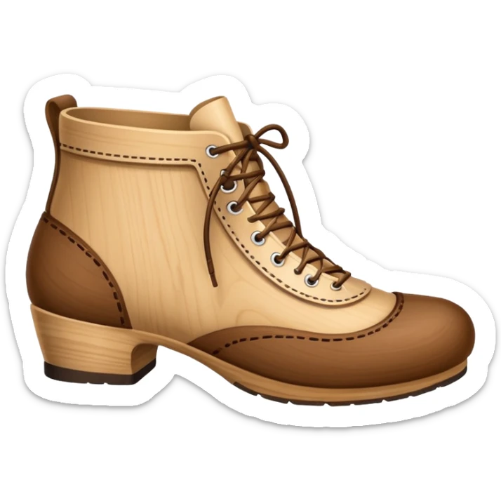 Un zapato de madera estilo Polonia . El zapato está tallado a mano. Pero de madera  peo que no tenga cordón para desatar sticker
