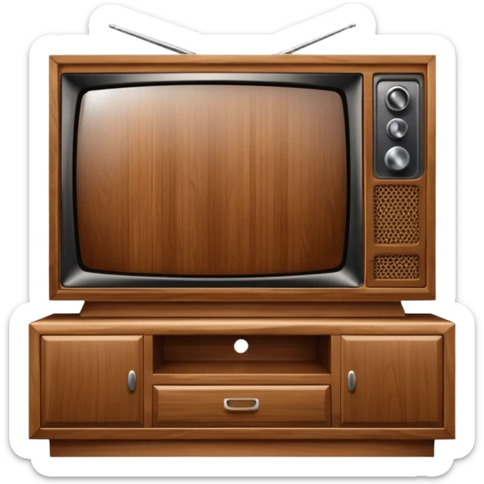 modern tv with news channel on it standing on a super luxurious wooden cupboard sticker