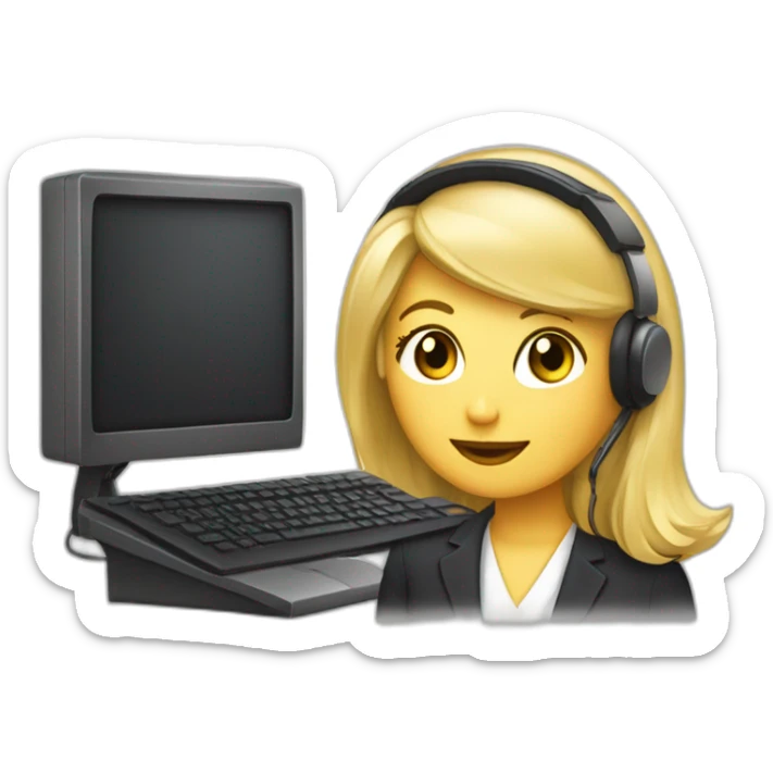 secretaire blonde avec un casque téléphone coupe de cheveux au carré sticker