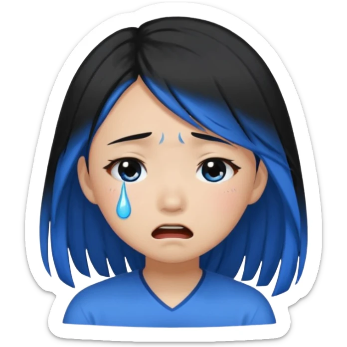 Asian girl crying more like this 😭 make the tears blue make the hair black all of the hair black sticker