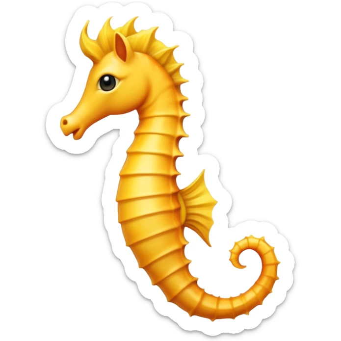 a seahorse emoji that is yellow and has black eyes with goku hair and a low taper fade sticker