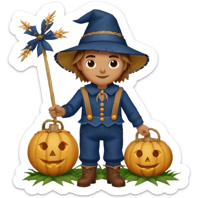 The Scarecrow from The Land of Oz with dark blue outfit sticker
