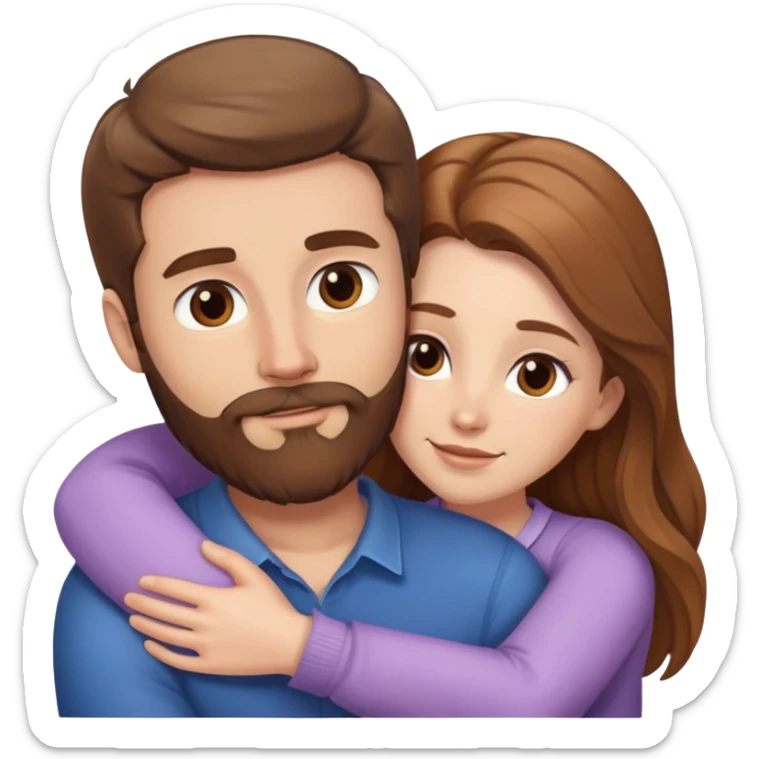 White man BROWN beard and BROWN hair hugging white woman with long light brown hair sticker