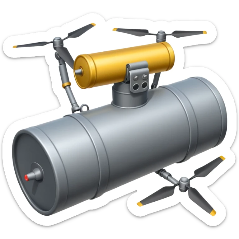 generate a realistic elongated anti-tank mine that can be carried by a drone sticker