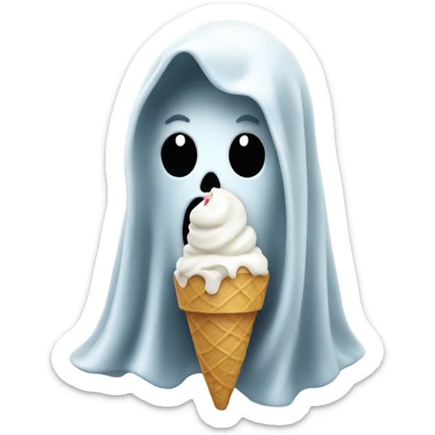 Ghost eating ice cream sticker