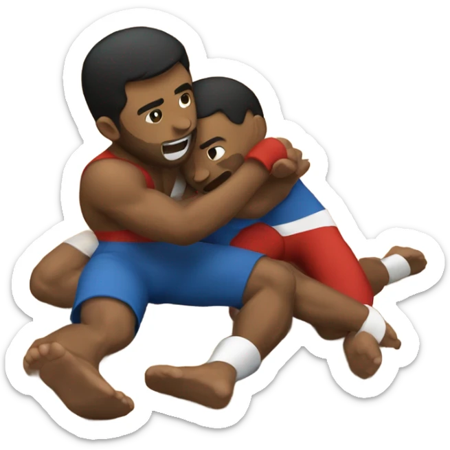 Two adult brothers wrestling and grappling on the floor at Christmas sticker