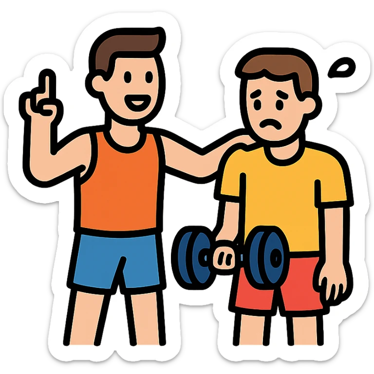 One sportsman encourages the other one, to do a workout and stop being lazy
 sticker