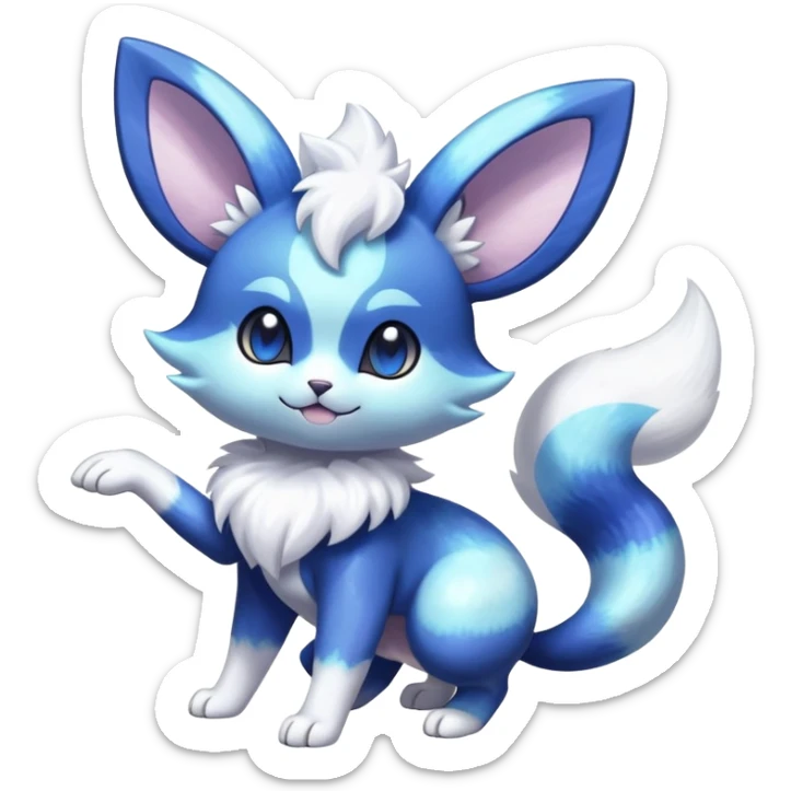 Colorful Sparkly Shiny Exotic Meowstic-Minccino-Espurr-Fakémon-hybrid-creature (full body)  sticker