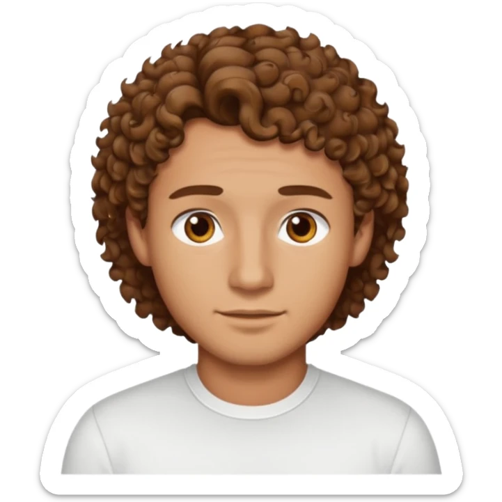 Handsome cute Man with tan skin and  brown eyes and  short brown curly wavy hair sticker