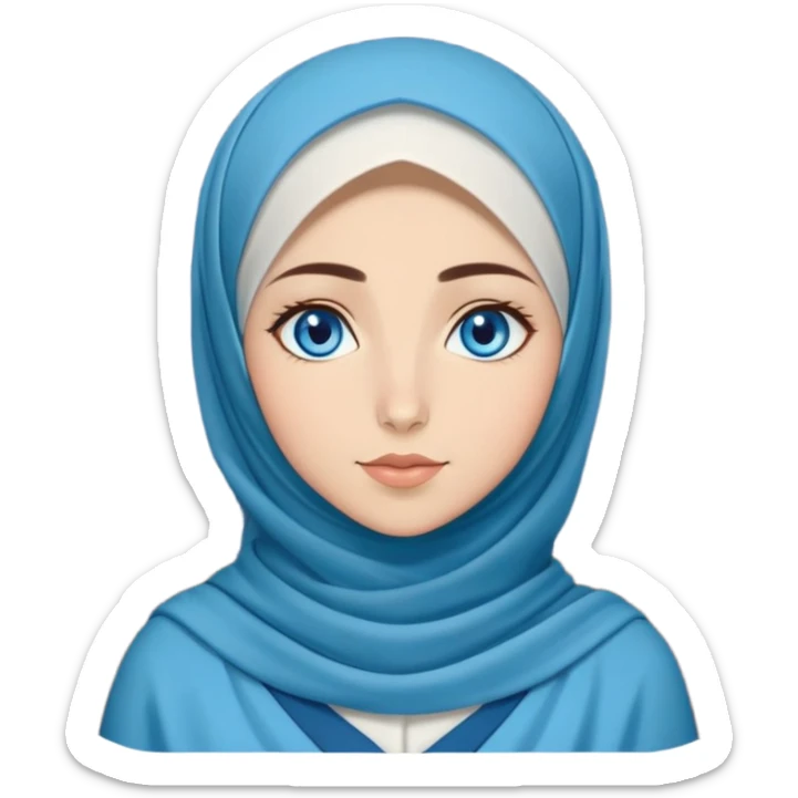 Turkish beautiful finish Konya girl blue eyes with full moon hijab dress and watching the moonlight sky on the ground  sticker