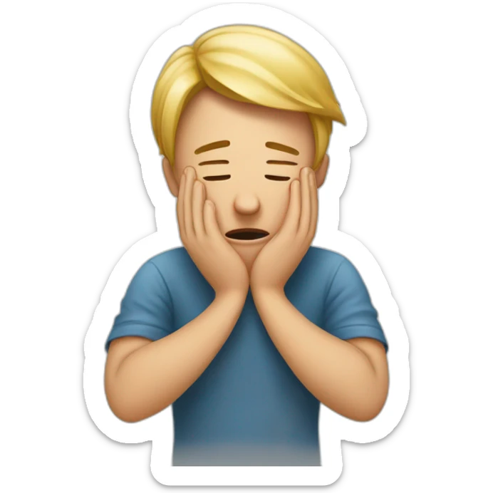 Realistic emoji of a stressed person with hands holding their head.  Don't let it be a generic emoji sticker