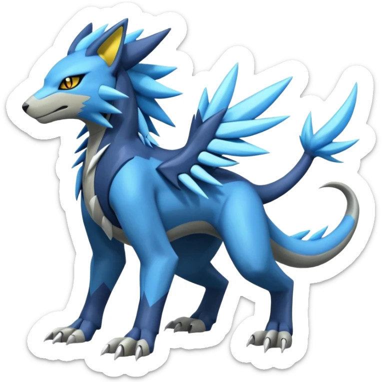 Palkia-Dialga-Zeraora-Manectric-Luxray-Fakémon-fusion-animal-creature, full body  sticker