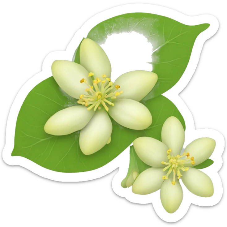 Ashwagandha flower with greenish-yellow petals and a central cluster of tiny yellow stamens emojis sticker