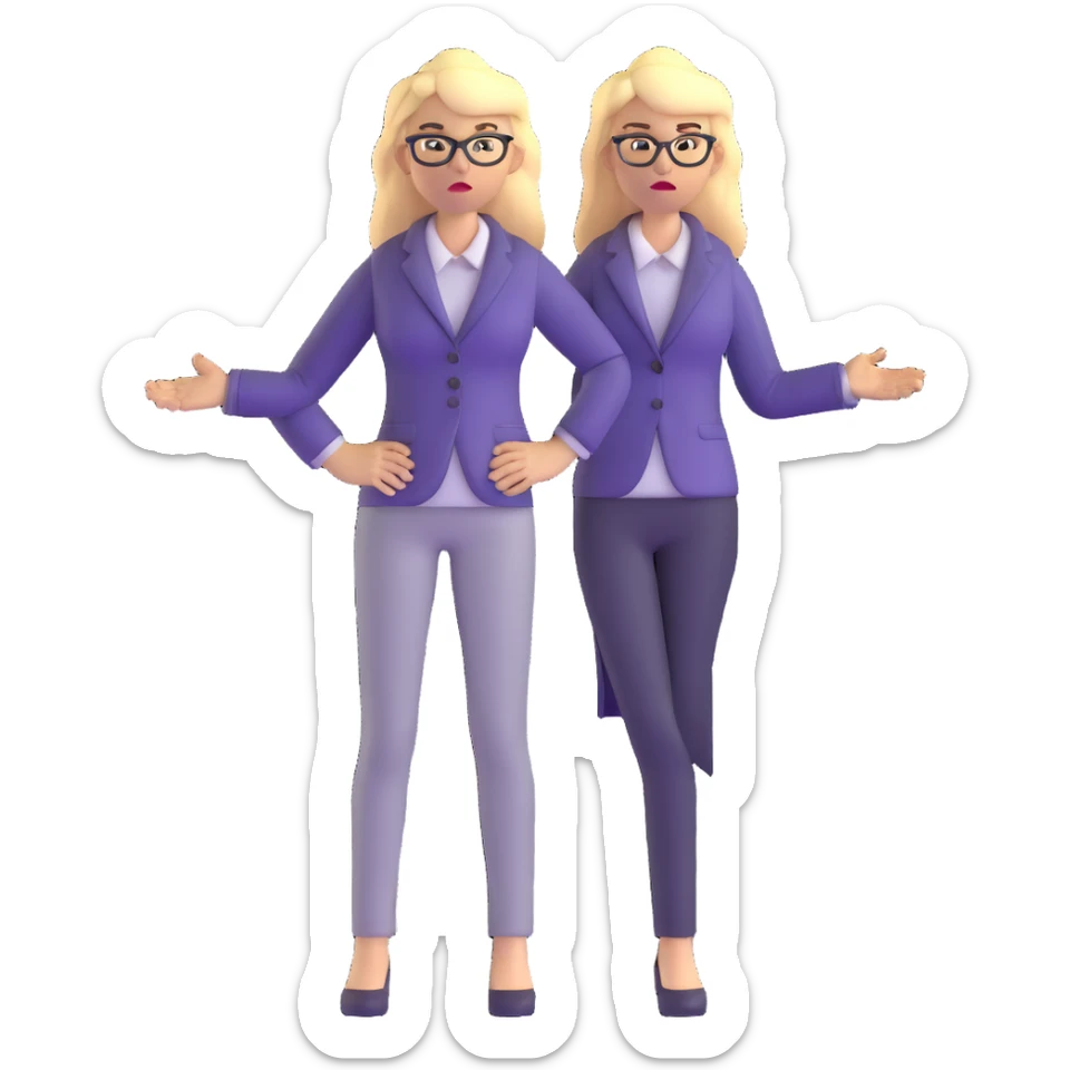 furious blonde teacher full body no glasses, long blonde hair sticker