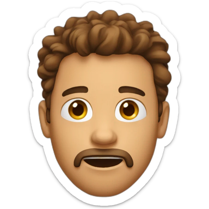Amazed person, tanned guy, brown shaggy hair, goatee, pierced nose sticker