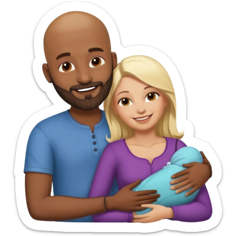 Naked bald Indian man with a beard spooning naked blonde woman sticker