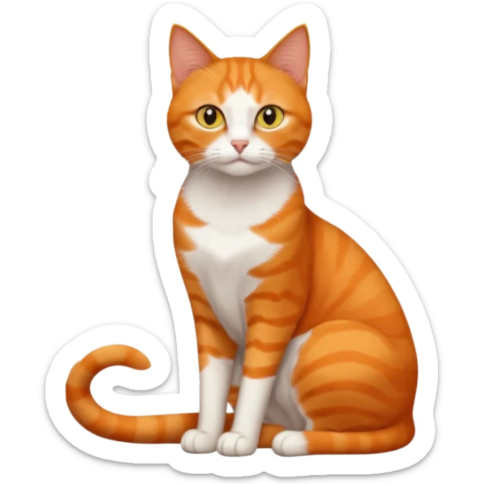 full body solid orange domestic shorthair slim cat with yellow/orange eyes sitting sticker