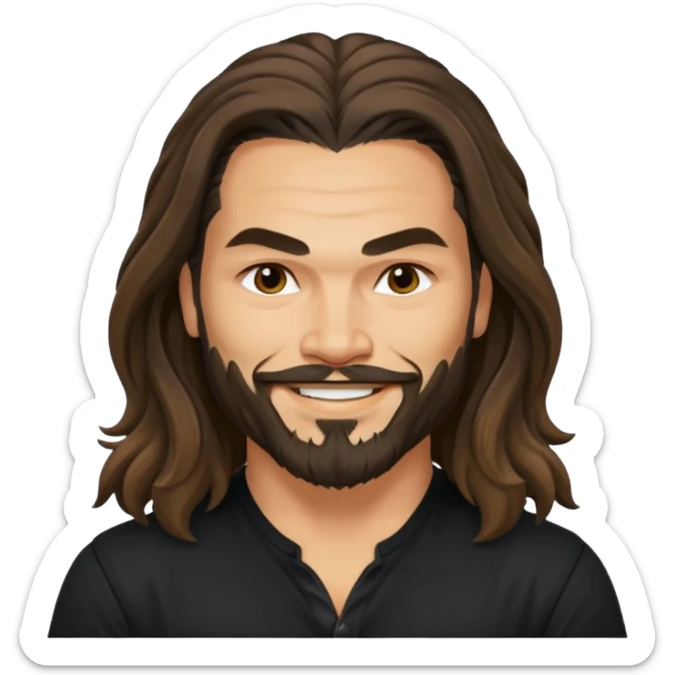 Blue eyes Jason mamoa longer hair smiling black shirt tan sticker
