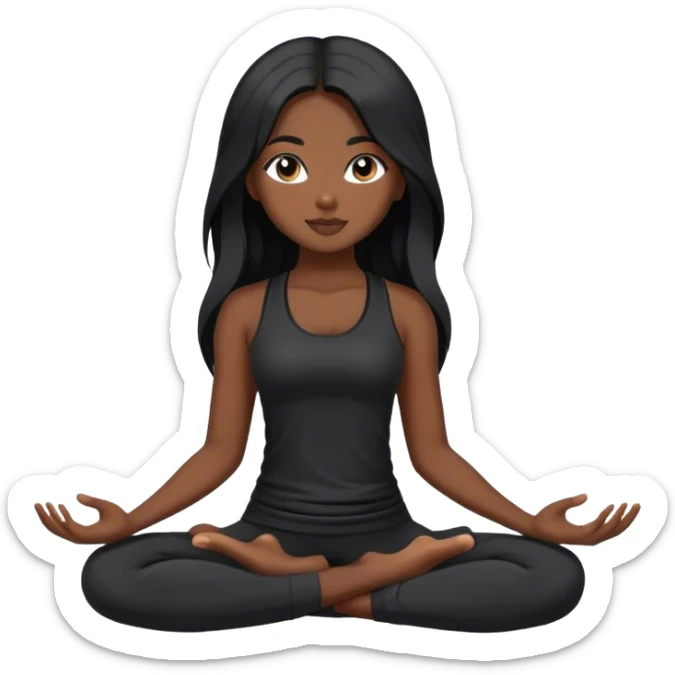 Yoga girl black clothes black and long Hair sticker