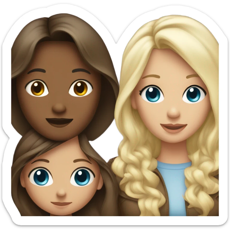 Family of four brunettes one blonde daughter sticker