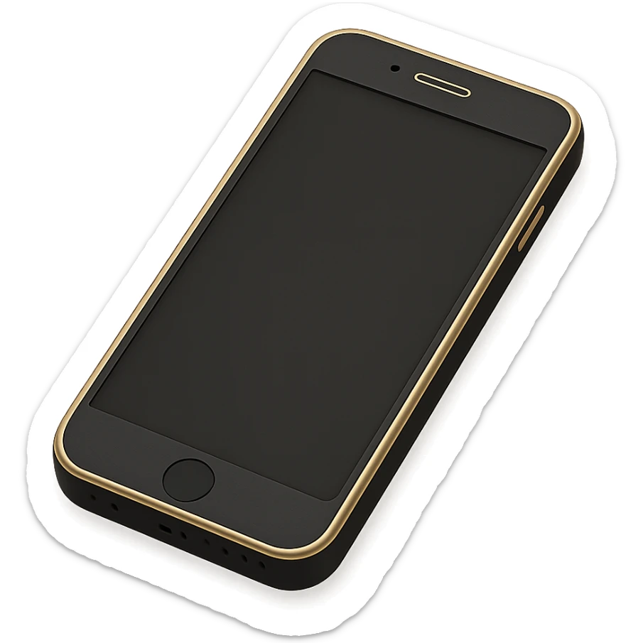 a smartphone with a blank screen in 3D black style sticker