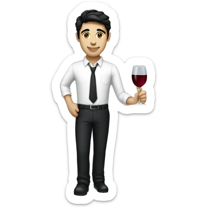 "A waiter carrying a wine glass." black hair white skin






 sticker