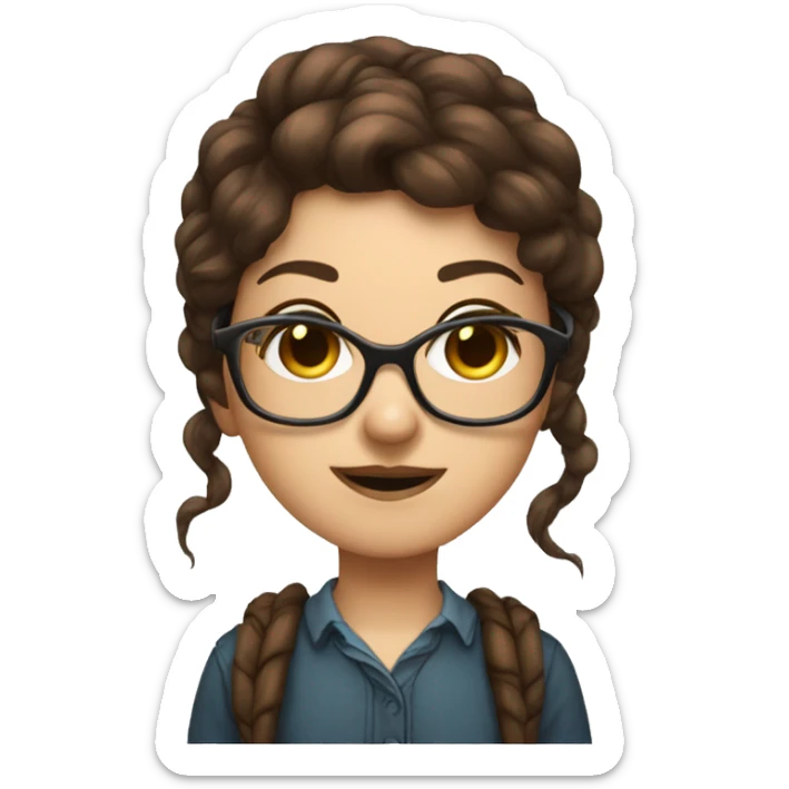 Brown hair brown eyed fantasy Gamer Girl wearing nerd glasses  sticker