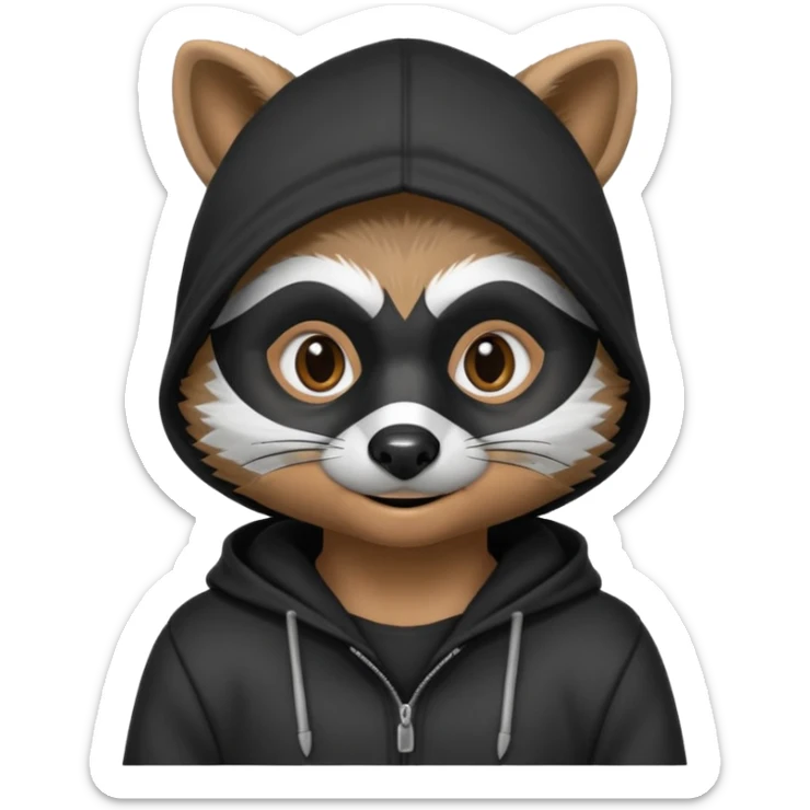 thief raccoon portrait, head and shoulders only, black burglar mask markings, sneaky smile, dark hoodie collar, mischievous eyes, 3D cartoon, mobile game icon style, clean background, no text, no watermark
 sticker