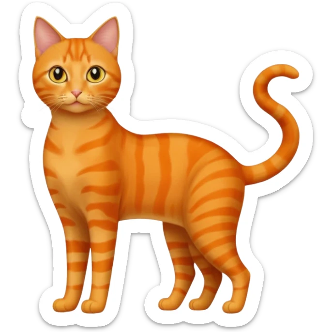 full body solid orange domestic shorthair slim cat with yellow/orange eyes playing sticker