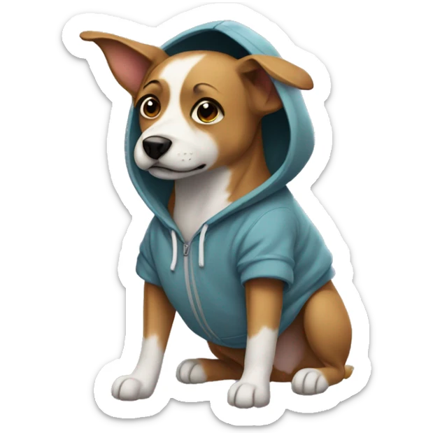 dog wearing a hoodie sticker
