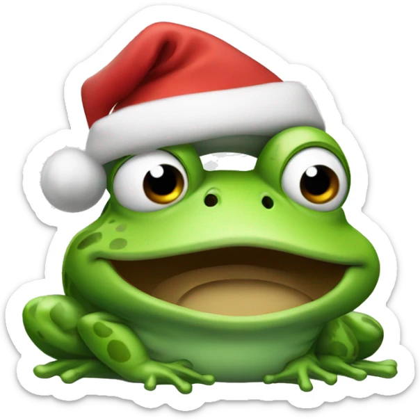 Frog wearing Santa hat sticker