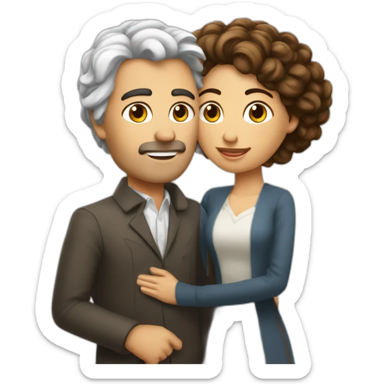 Un homme blanc au cheveux châtain qui se marie avec une femme latina sticker