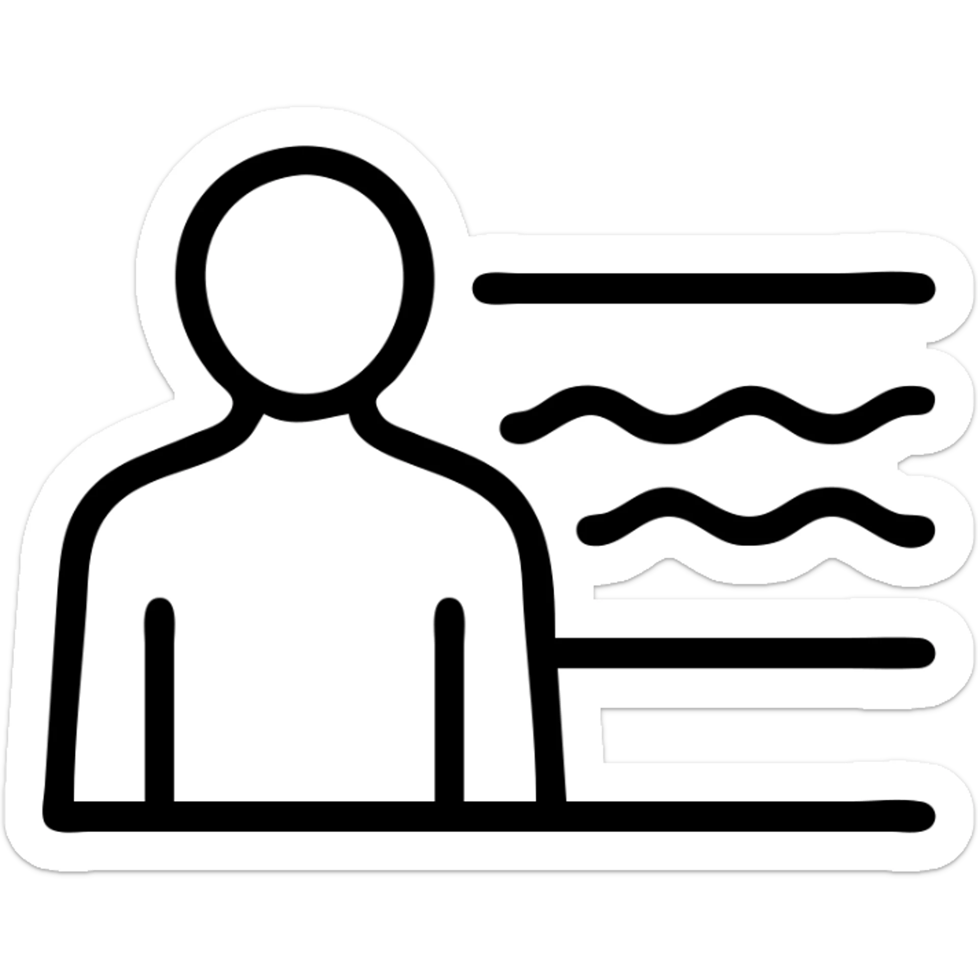 icon for saudade with a lone figure looking at the sea, soft lines, gentle colors, minimalist style sticker