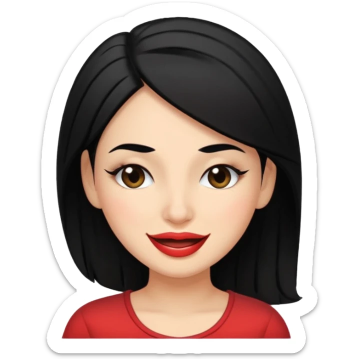 30-year-old Puerto Rican woman with black hair and white skin, winking sticker