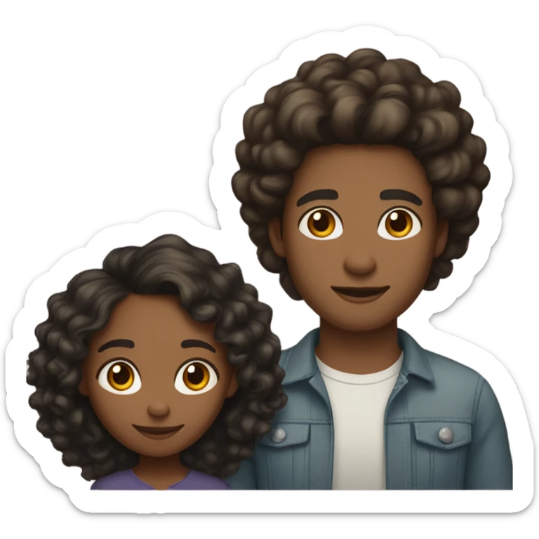 Light skin black girl with loose curls with a tall light skin Hispanic male with dark brown hair. They’re a couple  sticker