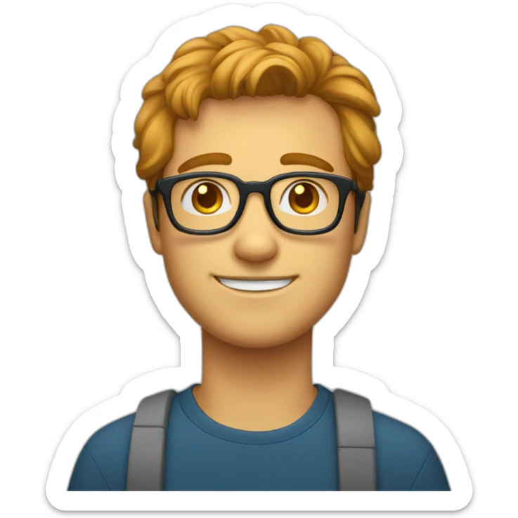 Un homme jeune avec des lunettes et des cheveux couleur chatin sticker