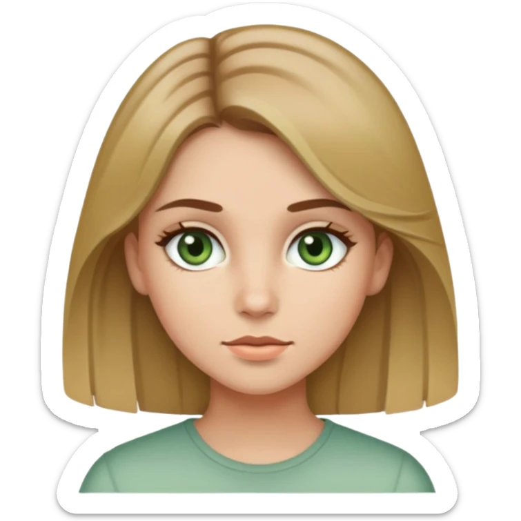 Girl with muted green eyes brown hair and blonde highlights sticker