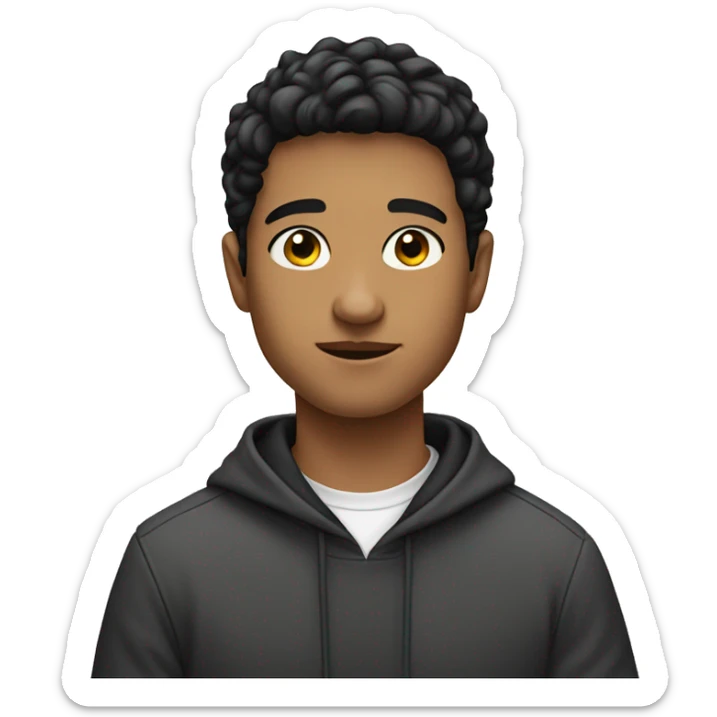 a student boy in 20 years white with black hair and dress a hoodie sticker