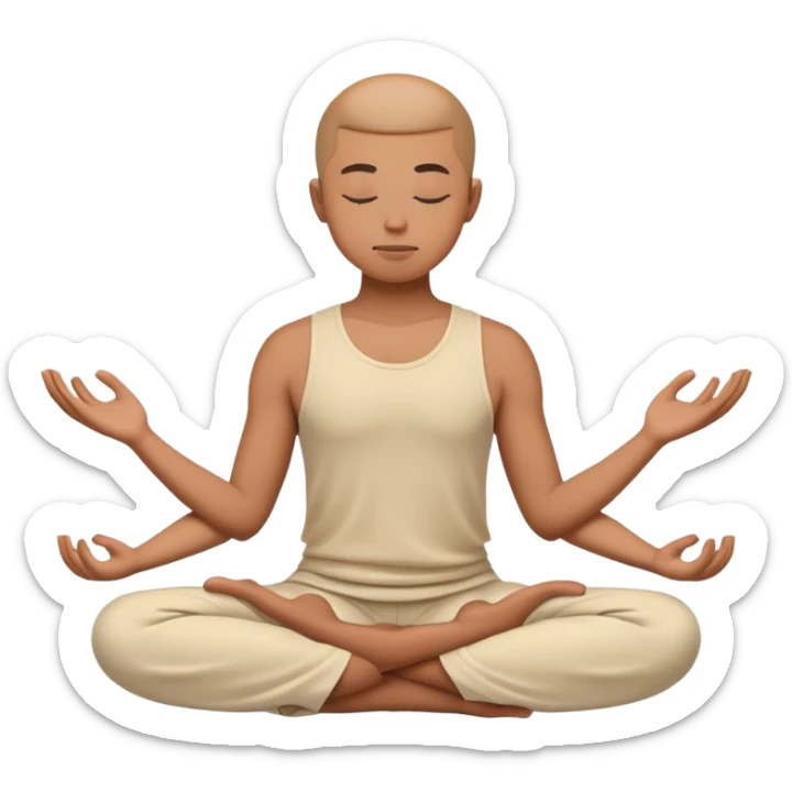 An image of a person in a meditation pose, in the style of a 1C interface icon:Company sticker