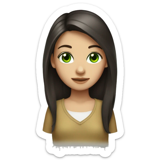 Girl with long dark-brown hair and green eyes  sticker