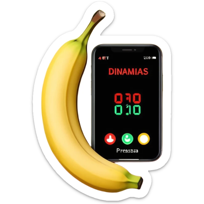 um explosivo improvisado composto por sete bananas de dinamite vermelhas presas por fita preta. O dispositivo inclui um temporizador digital de LED vermelho e uma placa de circuito com fios coloridos e um botão de ativação. Tudo está isolado sobre um fundo branco. sticker