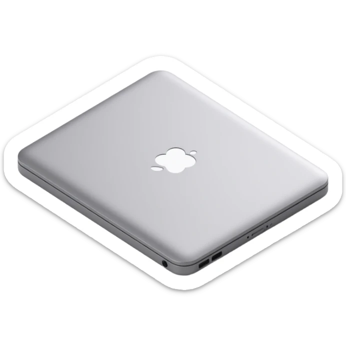 a realistic MacBook laptop in skeuomorphism style sticker