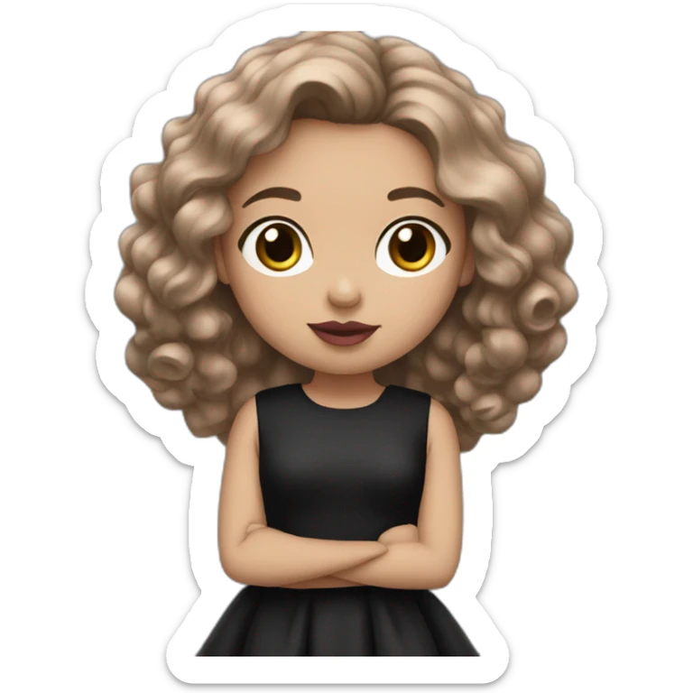 Girl with brown hair pink lipstick and black dress sticker