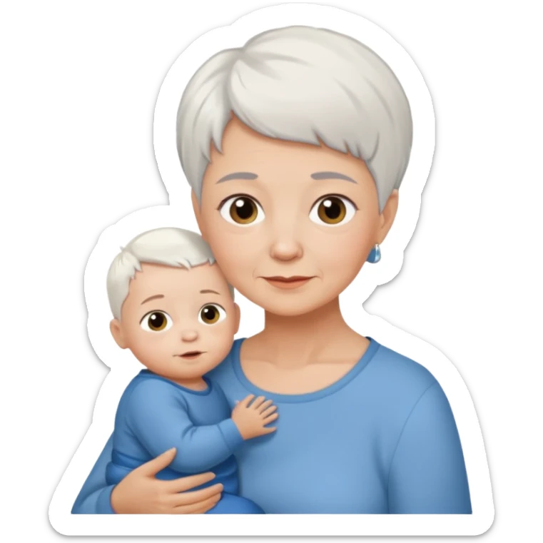 grandmother with short hair white and baby boy with short brown hair and fair skin sticker