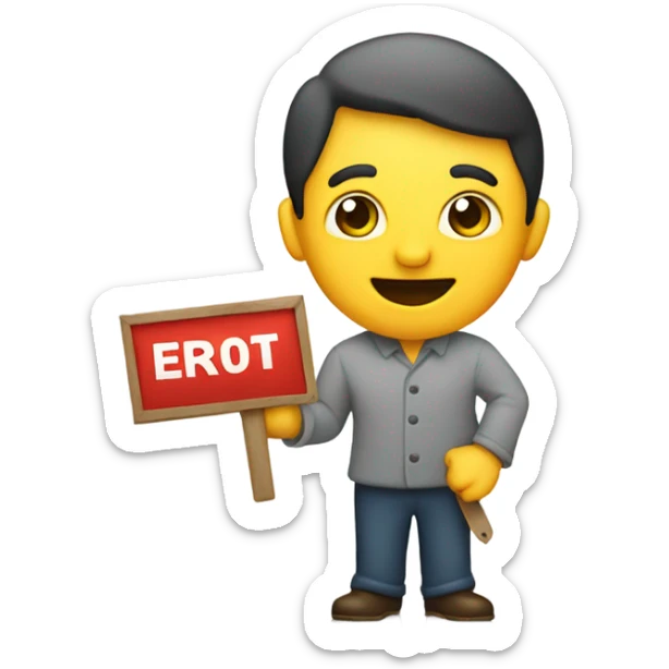 Bidding emoji showing an interested buyer holding up a sign in their hand like one usually does during an auction. sticker