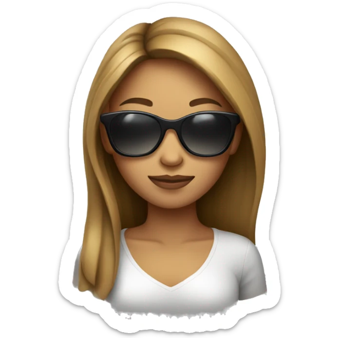 young woman wear the sunglass. apple style emoji sticker