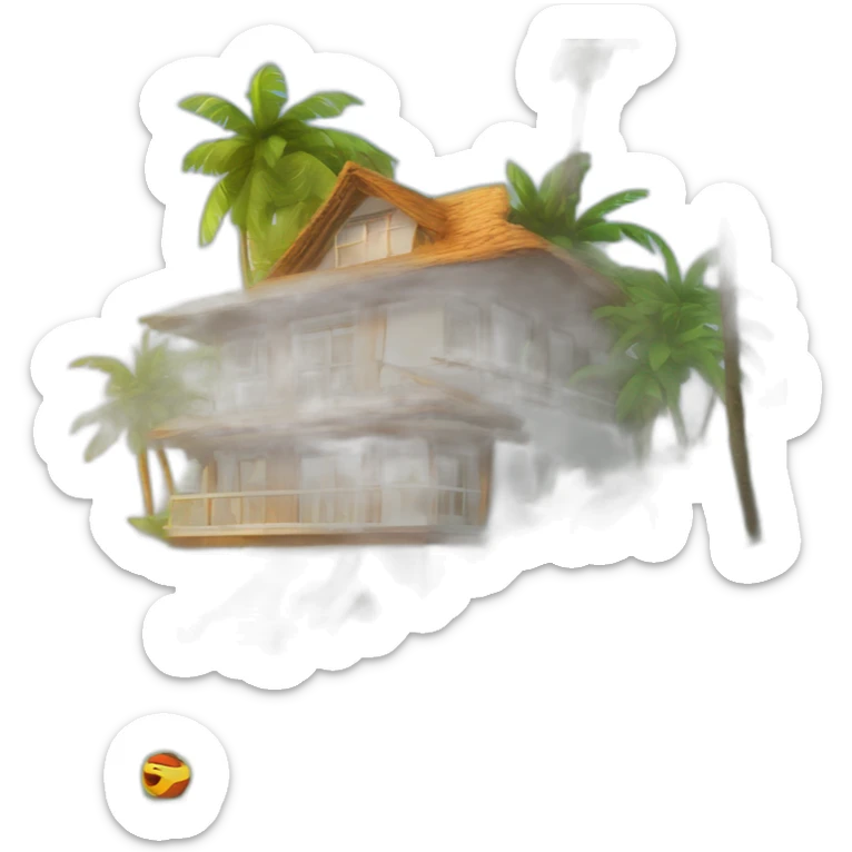 2 teenager die millionäre sind und auf einer insel mit strand chillen, im hintergrund eine villa, sie haben sonnenbrillen auf sticker