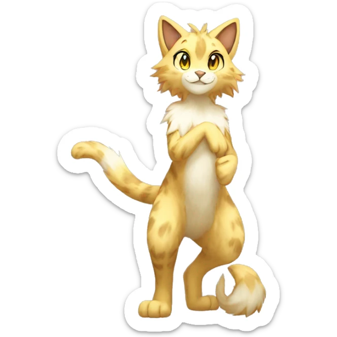 Anthro Fur-Sona shiny sparkle feline-Fakémon Full Body sticker