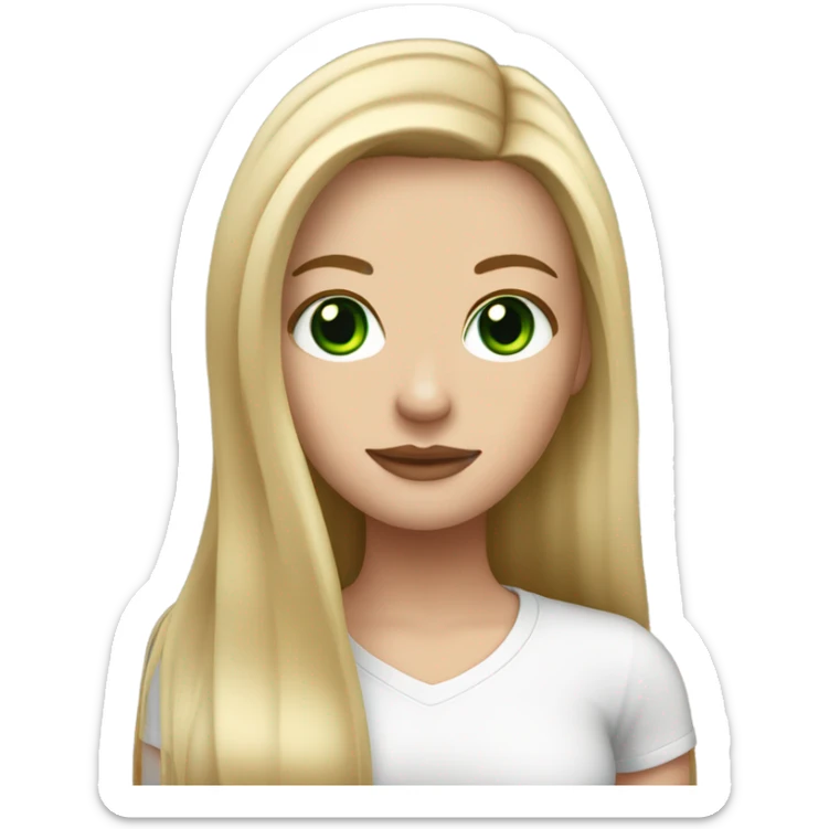 White girl with Long straight blonde hair, green eyes, red tattoos sticker